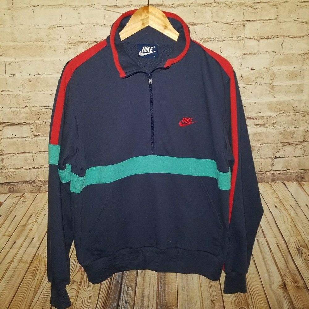 NIKE Vintage Color Block Half Zip Pullover Large